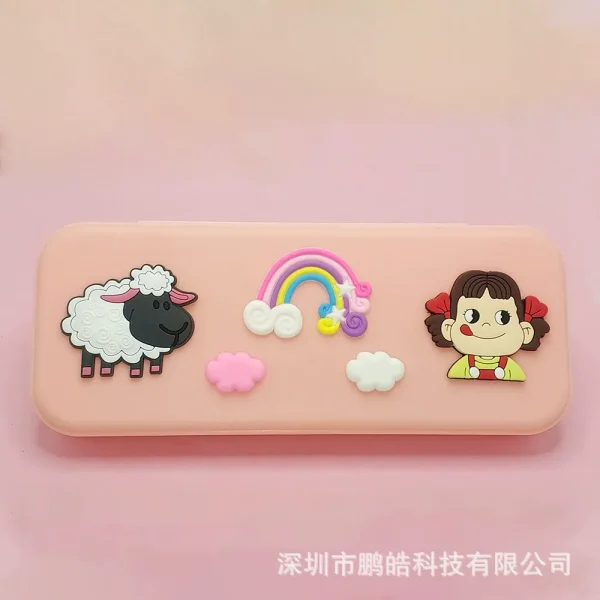 Cute 3D Cartoon Pencil Case - 12 Zodiac Signs Rainbow Cloud Design for Girls, Simple Pink School Supplies - Image 3