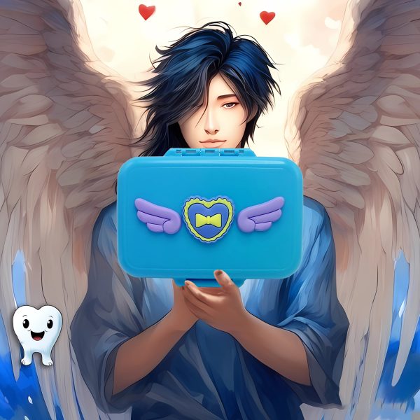 Enchanted Baby Tooth Box - Beautiful Memorial Gift Box for Lost Teeth Collection (Blue)